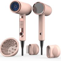 Hair Dryer Blow Dryer with Diffuser Brush Comb 1800W Full Accessories for Women Professional,Pink