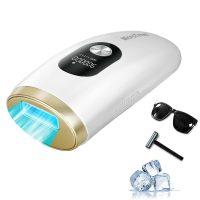 Laser Hair Removal for Women and Men, IPL Hair Remover with Enhanced Ice-Cooling System, Nearly Painless, Long-Lasting Effect, White