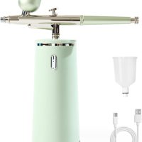 Nano Facial Steamer - Rechargeable & Portable High-Pressure Oxygen Spray, 0.3mm Micro-Mist Skin Hydrator, Essential Water Infusion Facial Spa Treatment, Green
