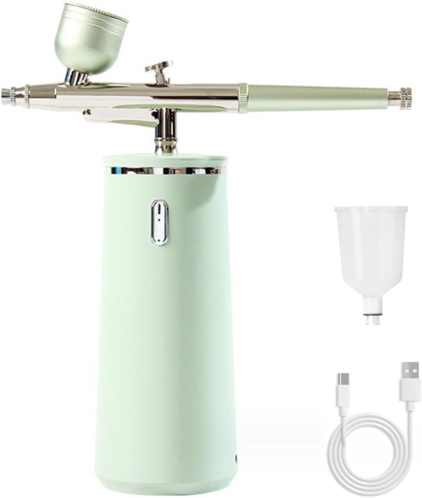 Nano Facial Steamer - Rechargeable & Portable High-Pressure Oxygen Spray, 0.3mm Micro-Mist Skin Hydrator, Essential Water Infusion Facial Spa Treatment, Green