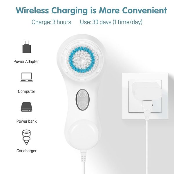 Sonic Facial Cleansing Brush System - Waterproof, Wireless Charging, Smart Face Cleansing Brush- Skin Cleaning, Exfoliating, Pore Minimizing - Suitable for All Skin Types - Image 3